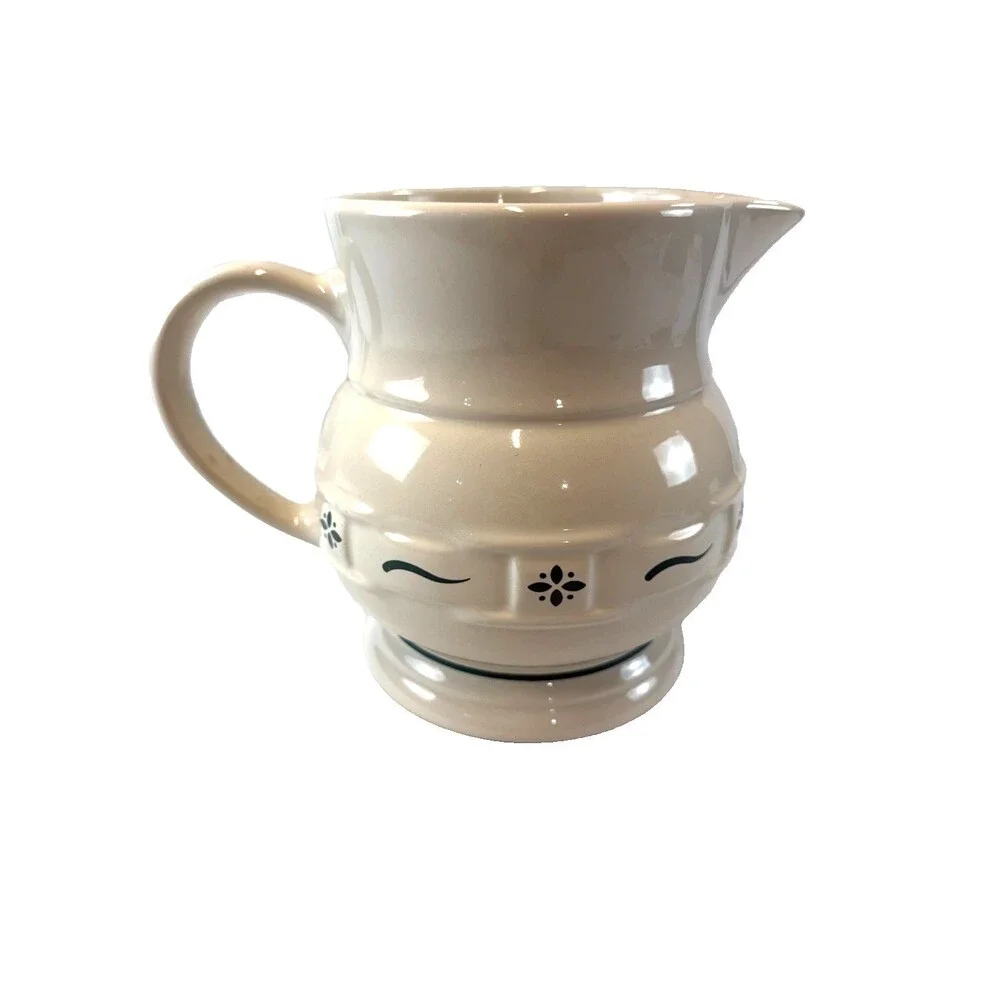 Longaberger Heritage Green Woven Traditions Pitcher Pottery Dishwasher Oven Safe